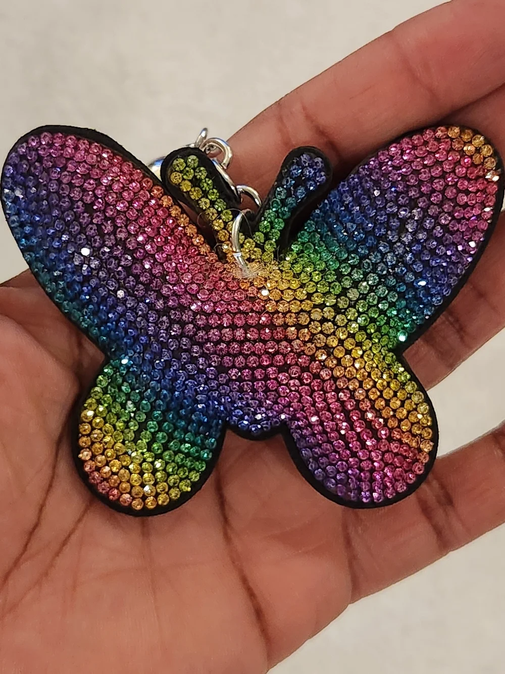 Rainbow Rhinestone Colorful Butterfly Keychain Bag Charm